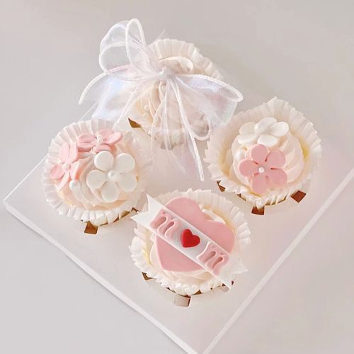 母亲节纸杯蛋糕装饰包装盒双层蝴蝶结插件翻糖小花蛋糕装饰配件